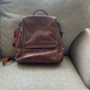 beautiful brown faux leather backpack